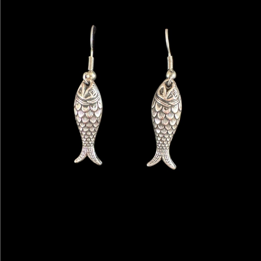 Whimsical Silver Fish-Shaped Earrings